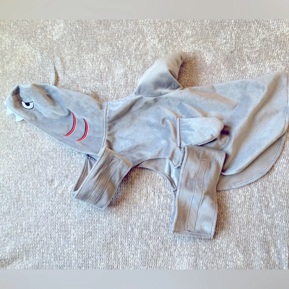 Shark Dog‎ Halloween Costume Soft Fleece Adjustable Velcro Straps Size XL